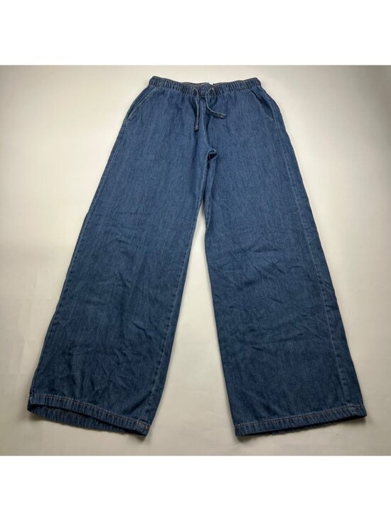 stradivarius Pants - Stradivarius Dark Wash Denim Wide Leg Pull On Pants M